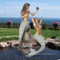 Classic Design Life Size Bronze Garden Mermaid Statue
